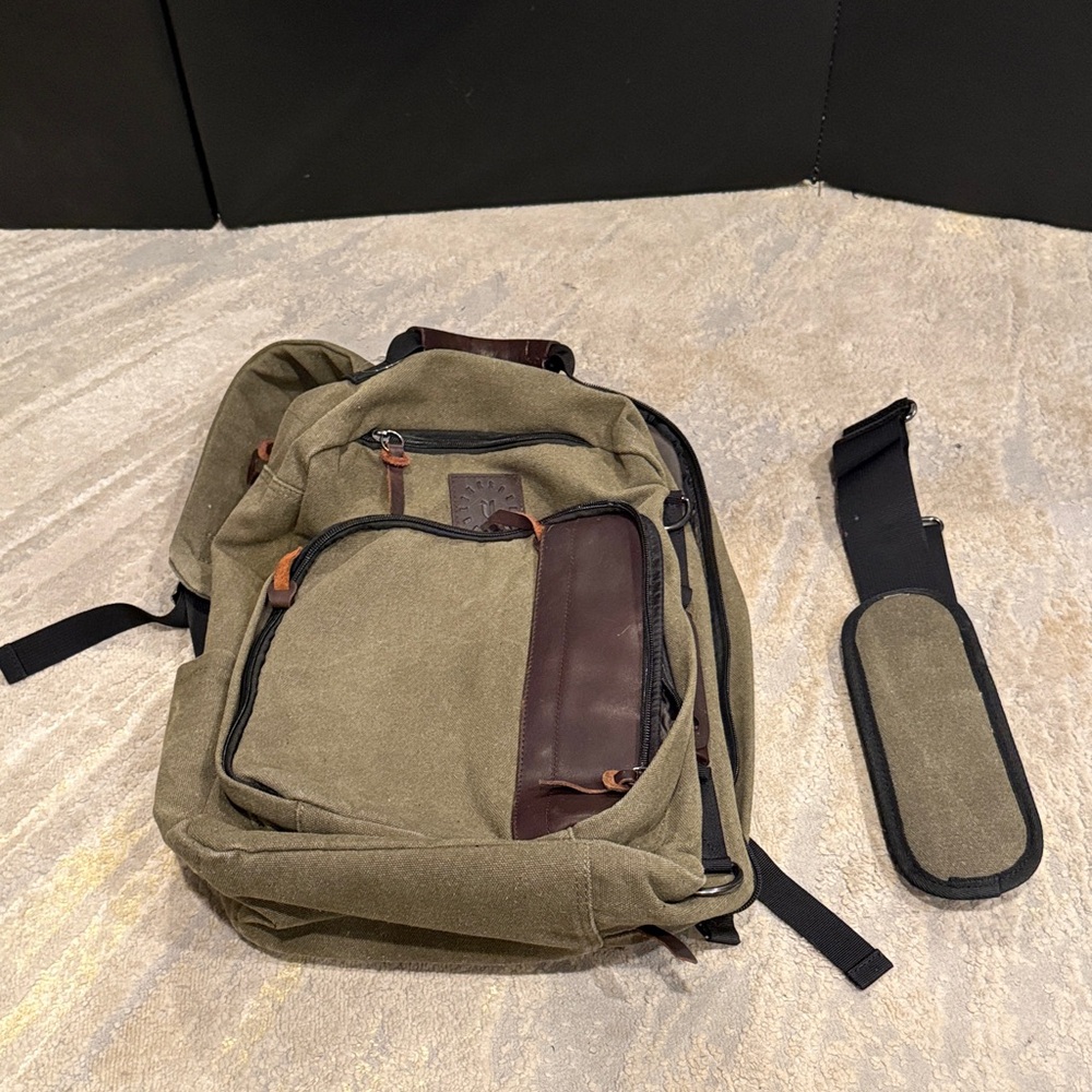 Rare Linksoul Hybrid Messenger Bag / Backpack canvas with leather accents